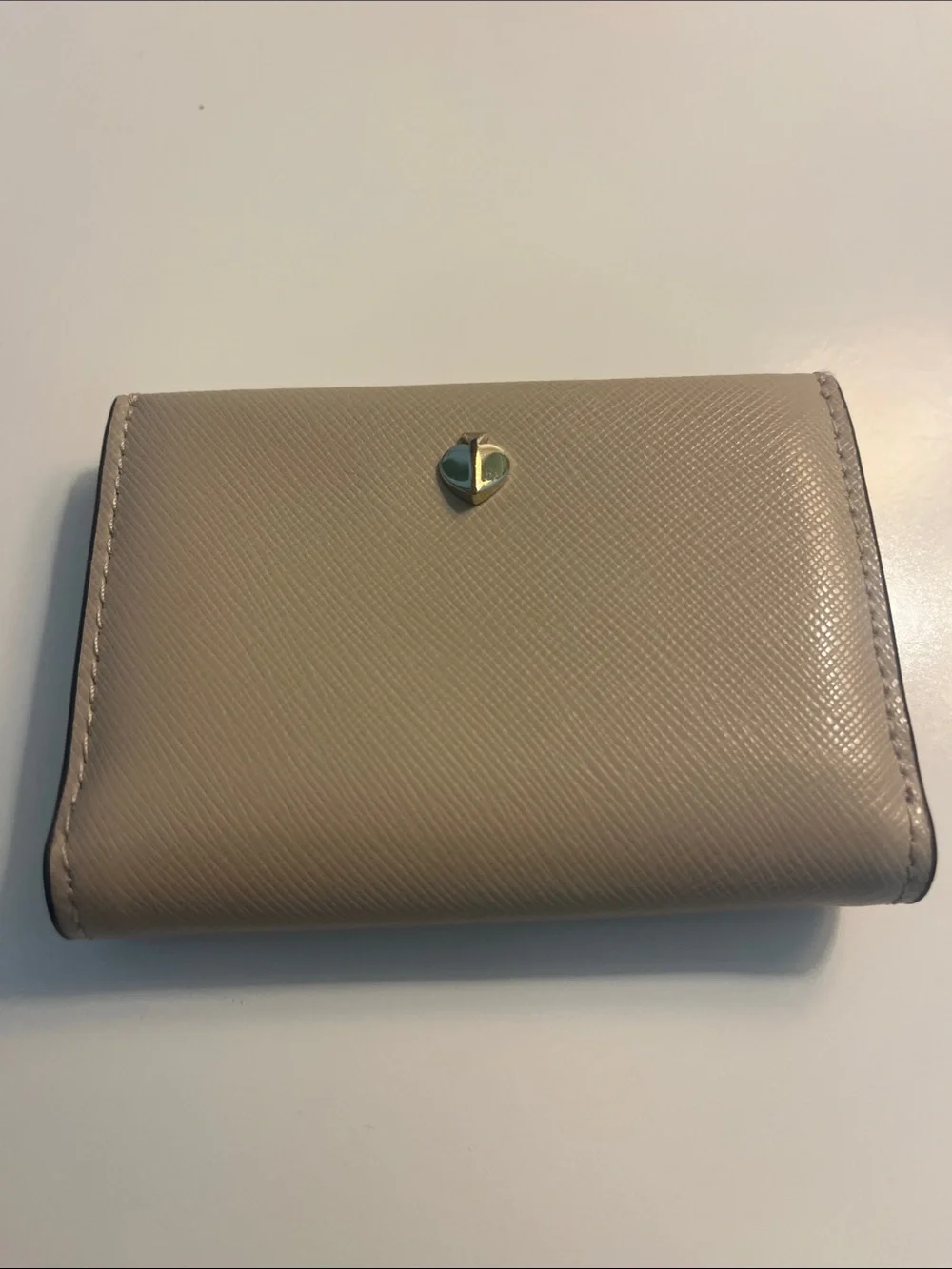 kate spade Small Trifold Wallet in Blush color with Gold Heart Accent